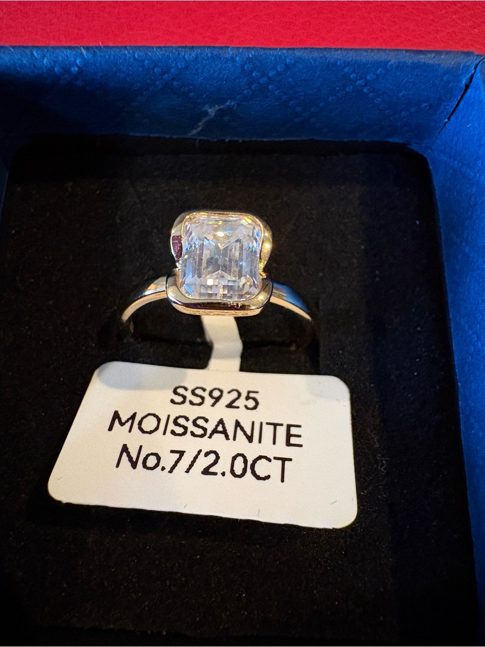 Rose Silver Tone Clear Cushion-Cut Moissanite Ring 2 Carat Size 7
